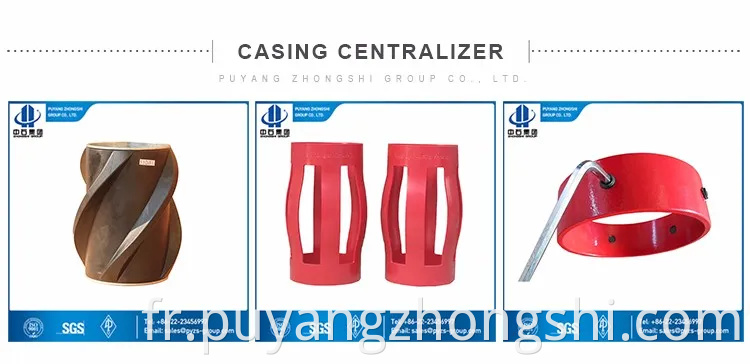 API Centralizer en boîtier certifié avec colliers d'arrêt d'ongles en spirale pour huile de puits de puits de percette anneau glisser sur la vis de set en acier